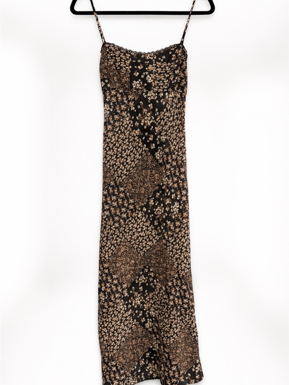 Lilyful Black Floral Slip Maxi Dress | 90s Minimal Spaghetti Strap Cottagecore